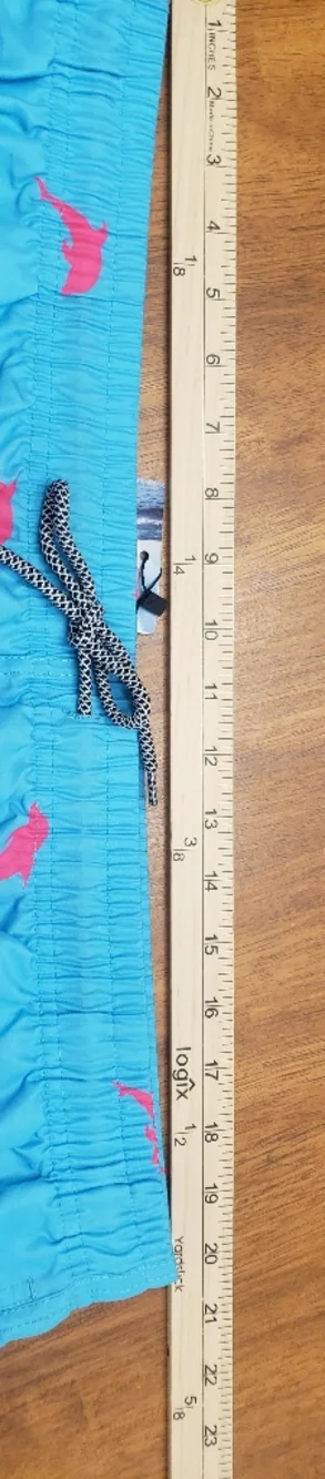 NWT Men's Light Blue W/Pink Dolphin Print Swim Trunks By Biwisy 2xl